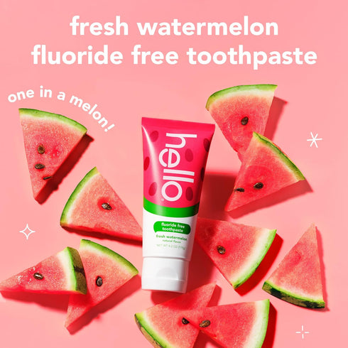Pack, 4.2 oz 4.2 oz Hello Smiling Shark and Fresh Watermelon Fluoride Free Kids Toothpaste Includes Smiling Shark Kids