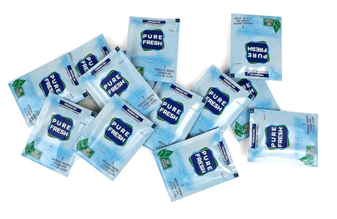Wipes: Flushable, individually wrapped wipes for travel. 40 on-the-go singles
