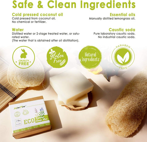 Vegan Dish Soap Bar, Pack of 2, Large 6 Ounce, Lather Clean Safe Ingredients, Plastic Free, Zero Waste