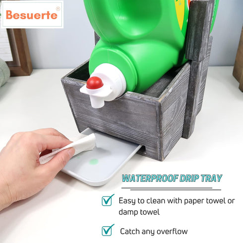 Besuerte Laundry Detergent Stand - Farmhouse Shelf, Liquid Detergent Holder, Laundry Soap Organizer for Laundry Room