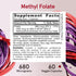 Jarrow Formulas Extra Strength Methyl Folate 400 mcg, 60 Veggie Capsules for Cardiovascular Health