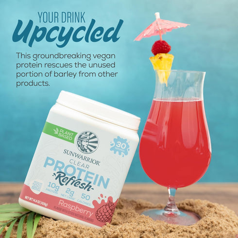 Clear Protein Powder, Plant-Based Vegan Protein Water Mix, Raspberry Flavored, 10g Protein per Serving