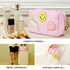 Preppy Patch Makeup Bag, Smile Lightning PU Leather Waterproof Cosmetic Bag for Girls, Travel Organizer, Pink