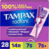 Tampax Radiant Tampons for Women Multipack, with LeakGuard Braid, Regular/Super/Super Plus Absorbency,