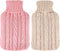 2 Pieces Knitted Hot Water Bottle Cover, Soft Sweater for Hot Compress and Cold Therapy (Pink, Khaki)