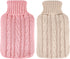 2 Pieces Knitted Hot Water Bottle Cover, Soft Sweater for Hot Compress and Cold Therapy (Pink, Khaki)