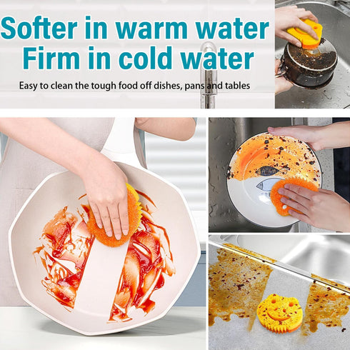 SmilePowo 5 Pack Scrub Sponge, Dual-Sided Temperature Controlled Kitchen Sponge for Dishes, Multi-Functional Cleaning