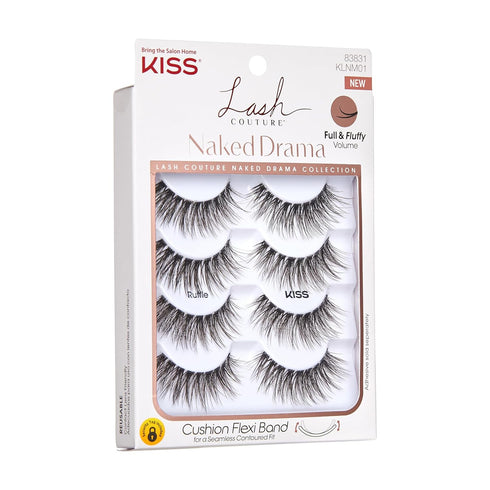 KISS Lash Couture Naked Drama False Eyelashes 'Cruise', 16 mm, Includes 4 Pairs of Lashes, Contact Lens Friendly, Easy
