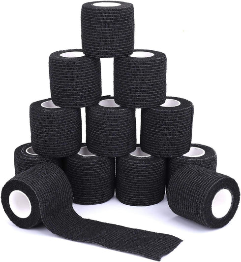 Self-Adhesive Cohesive Wrap Bandage, 12 Packs of 2Inch X 5Yards Flexible Stretch Tape for First Aid, Athletic Use