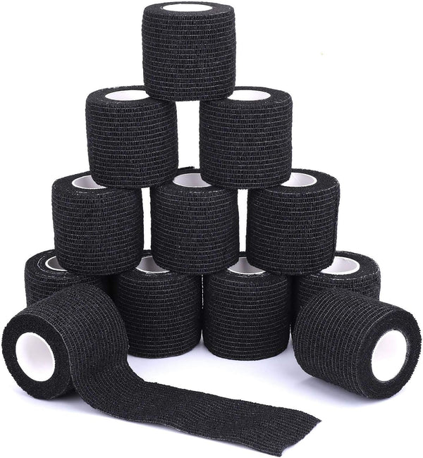 Self-Adhesive Cohesive Wrap Bandage, 12 Packs of 2Inch X 5Yards Flexible Stretch Tape for First Aid, Athletic Use