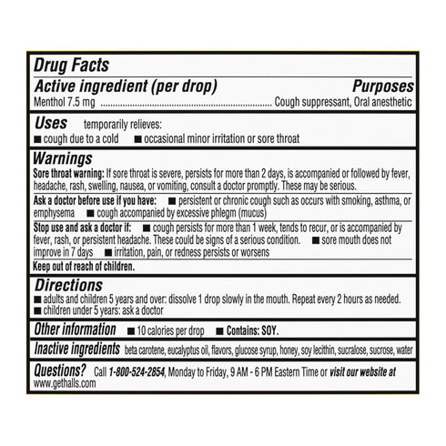 Pack, 250 HALLS Cough and Throat Relief Honey Lemon Cough Drops, Bulk Drops