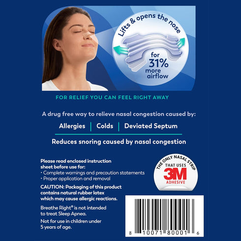 Breathe Right Extra Strength Nasal Strips | Clear | 26 Count | For Sensitive Skin | Drug-Free Snoring Solution