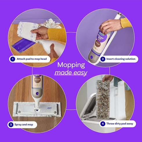 Set 2 1 2 Swiffer Power Mop Wood, Hardwood Floor Cleaner for Mopping Home, Bathroom, Kitchen, All Purpose Multi-Surface
