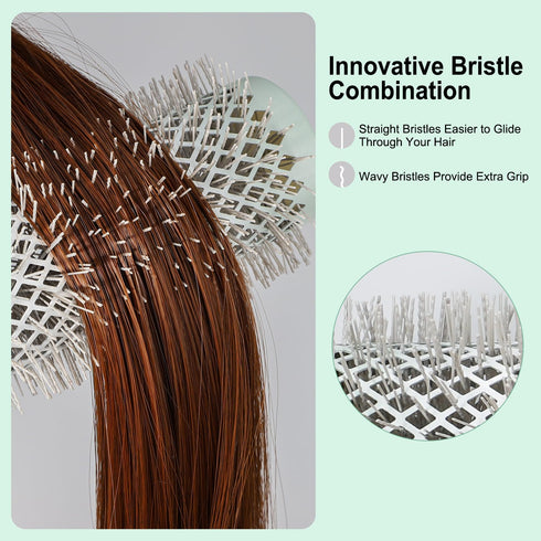 Professional Round Hair Brush for Blow Drying with Ceramic + Ionic, Round Brush for Blow Out with Innovative Bristle Combination Round Brush for Bangs, Blowout, Styling (0.98in)