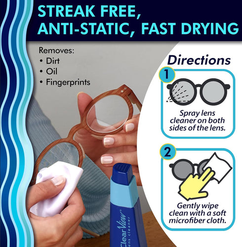 Set Portable Lens Cleaner Kit Eyeglass Lens Cleaner Spray Kit with Refillable Spray + Microfiber Cloth, Compact Eye