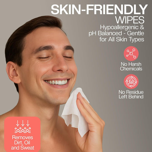 The Nobleman Men's Refreshing Face + Body Cleansing Wipes with Grapefruit, 30 count