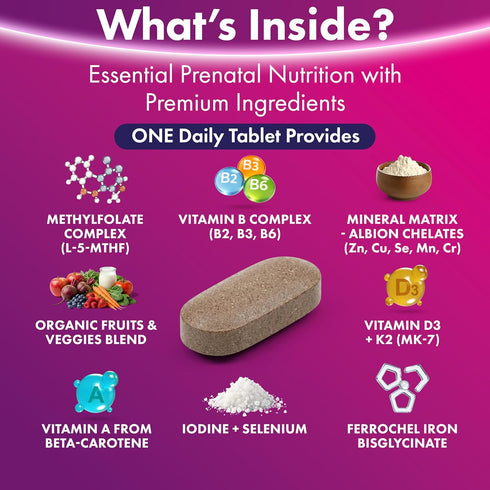 ILIVA 18 30 30 Prenatal Vitamins for Women- Sophisticated Folate and Vitamins and Minerals for Neural Tube Support