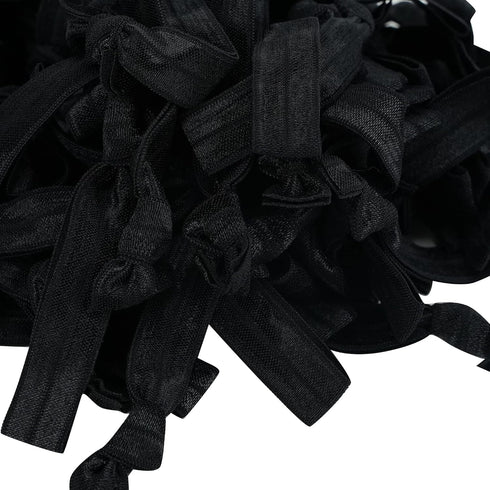 MEEDEE 100 Pack Black Elastic Hair Ties No Crease Soft Ribbon Ouchless Hair Ties for Women