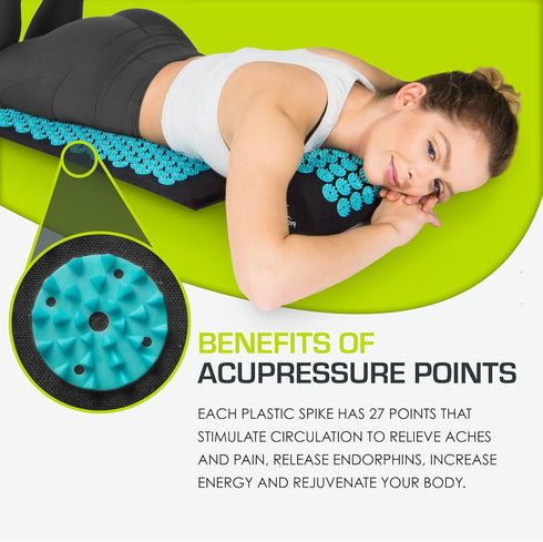 ProsourceFit Acupressure Mat and Pillow Set for Back/Neck Pain Relief and Muscle Relaxation