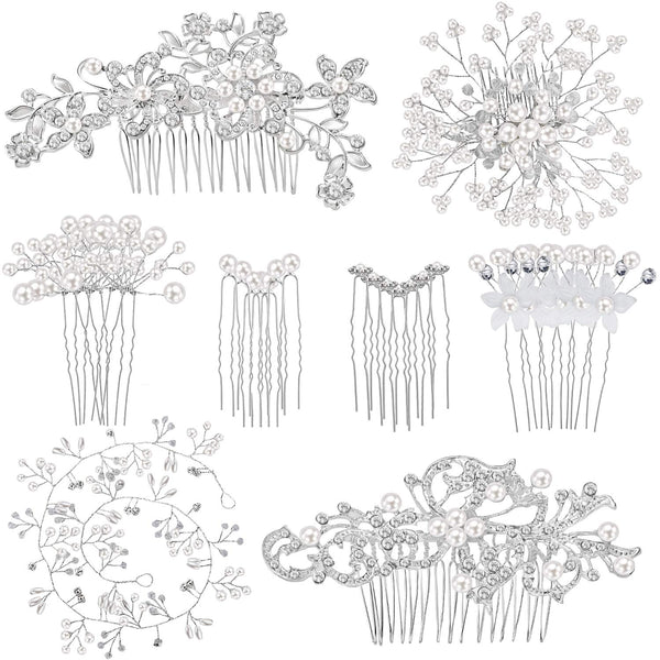 Maitys 44 Pieces Wedding Hair Accessories, Faux Pearl Crystal Comb Clips for Bride Bridesmaid