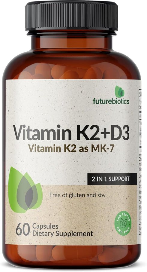 K2 (MK7) D3 5000 D3 90 K2 MK-7, 60 Futurebiotics Vitamin with Supplement - Non-GMO Formula - IU Vitamin & mcg Vitamin