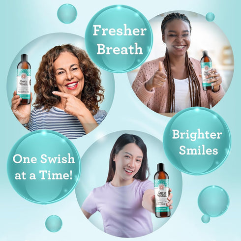 GuruNanda Coconut & Peppermint Oil Pulling, 8 Fl.Oz, Alcohol Free Mouthwash, Fresh Breath, White Teeth & Healthy Gums