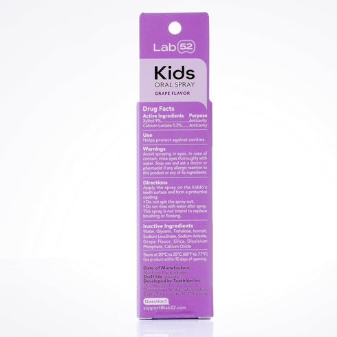 LAB52 Kids Oral Spray, Toddler Toothpaste Helper for Cavity Repair, Fluoride Free, Xylitol Grape Flavor
