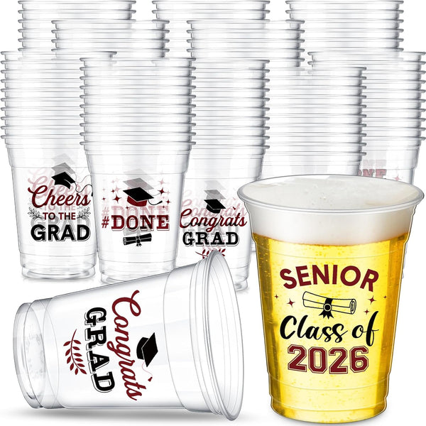 Yiyiring 100 Pcs 12oz Graduation Disposable Cups Class of 2026 Cups Congrats Grad