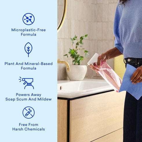 Set, 4 4 24 oz BLUELAND Bathroom Cleaner, Starter Eucalyptus Mint Scent, Spray Bottle with Refill Tablets, Eco-Friendly
