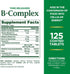 Nature's Bounty Vitamin B-Complex, Time Released Supplement with Folic Acid Plus Vitamin C, Supports Energy Metabolism and Nervous System Health, 125 Count