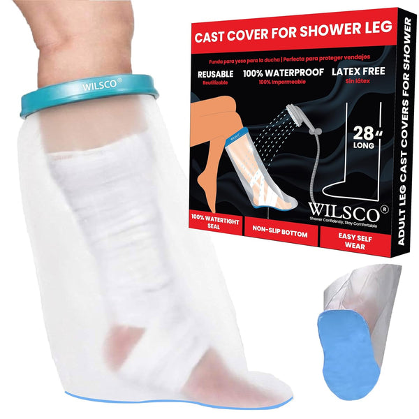 100% Waterproof Adult Cast Covers for Shower Leg, Reusable 28" Long, Easy to Wear, Post Surgery