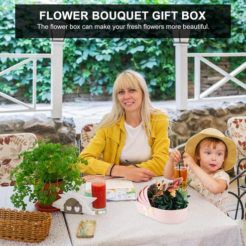 HOOWIFFY Packaging Cradle Bouquet Box Pink Flower Wrapping Box Fresh Florist Bouquet for Shower and Monthly Celebration