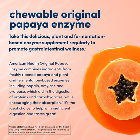 American Health Original Papaya Enzyme, 600 Chewable Tablets, Pack of 2, Non-GMO, Vegan, 400 Total Servings