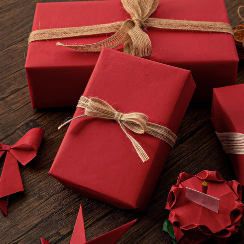 Homeral Kraft Wrapping Paper Roll, 46.8 sq.ft. 17in*32.8ft Christmas Red Solid Color for Various Occasions