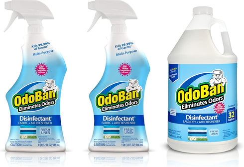 OdoBan Ready-to-Use Disinfectant and Odor Eliminator, Set of 3 - 2 Spray Bottles (32 Ounces Each) and 1 Gallon