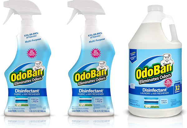 OdoBan Ready-to-Use Disinfectant and Odor Eliminator, Set of 3 - 2 Spray Bottles (32 Ounces Each) and 1 Gallon