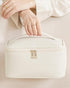 HBlife Travel Makeup Bag, Portable Cute Leather Cosmetic Bag, Large Organizer Toiletry Bag for Women Girls with Handle