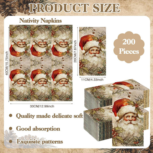 Zhanmai 200 2 Pcs Winter Napkins Paper Bulks Christmas Hand Paper Towels for Bathroom Home Ply Disposable Cocktail