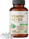 Futurebiotics Vitamin K2 (MK7) with D3 Supplement, 5000 IU Vitamin D3 & 90 mcg Vitamin K2 MK-7, 250 Capsules