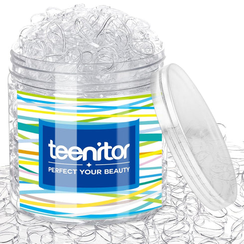 Teenitor Clear Elastic Hair Bands, 2000pcs Mini Rubber Hair Ties, Soft Hair Elastics, 2mm x 30mm