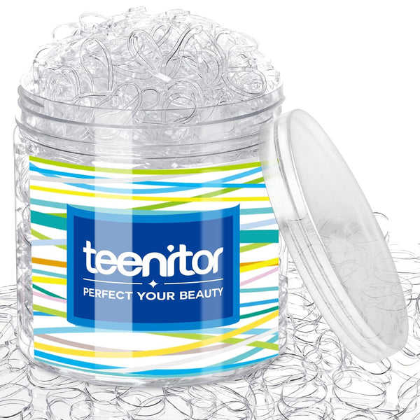 Teenitor Clear Elastic Hair Bands, 2000pcs Mini Rubber Hair Ties, Soft Hair Elastics, 2mm x 30mm