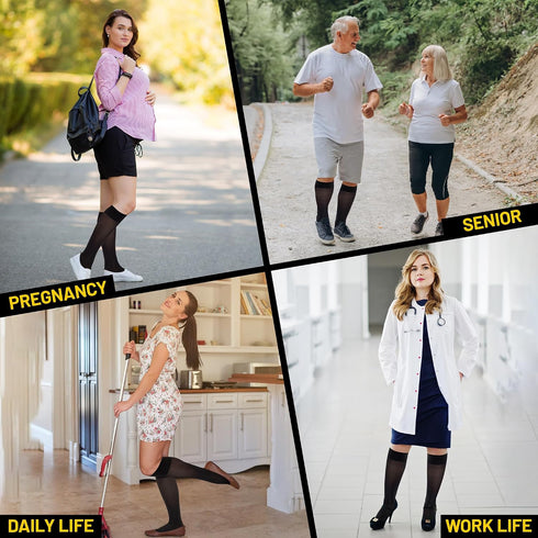 invera Sheer Compression Stockings for Women, Women's Travel Compression Socks, Knee High Support Hose for Flying