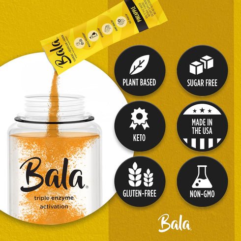 Bala Enzyme Hydration & Sugar-Free Drink Mix - Turmeric, Bromelain, Papain, Immunity, Mobility - Pineapple (10 Count)