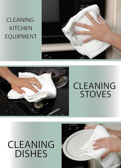 Bar Mop Kitchen Towels - 12 Pack, 100% Cotton, 16 x 19 Inches, Super Absorbent, Multi-Purpose for Home and Kitchen