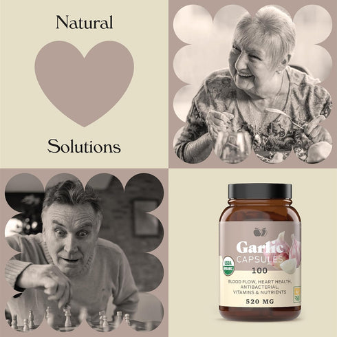 Complete Natural Products Organic Garlic Capsules 100 Count, 520mg Vegetarian Pills Supplement, Garlic Powder & Extract