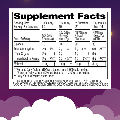 Zarbee's Kids 1mg Melatonin Gummy, Drug-Free Sleep Supplement for Children, Natural Berry Flavor, 50 Count