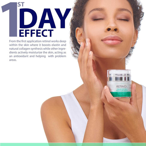 Retinol Cream for Face - Anti-Aging Moisturizer with Hyaluronic Acid for Dry Skin, Collagen Face Cream