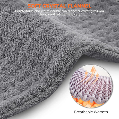 NOWWISH Heating Pad for Back Pain & Cramps Relief, Moist Heat Pad for Neck & Shoulder, Machine Washable, 12''x 24" Grey