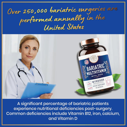 Bariatric Multivitamin with Iron - 45mg Iron Easy to Swallow Vitamins for Women and Men - 30 Caps
