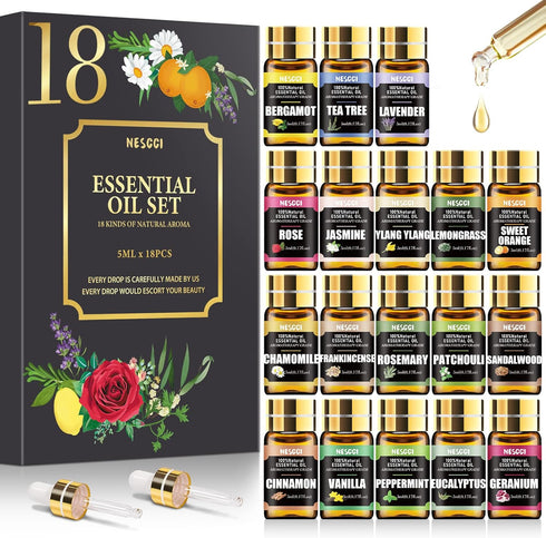 NESCCI Essential Oil Gift Set -Perfect for Diffuser,Humidifier,Candle Making, Halloween, Christmas(18 *
